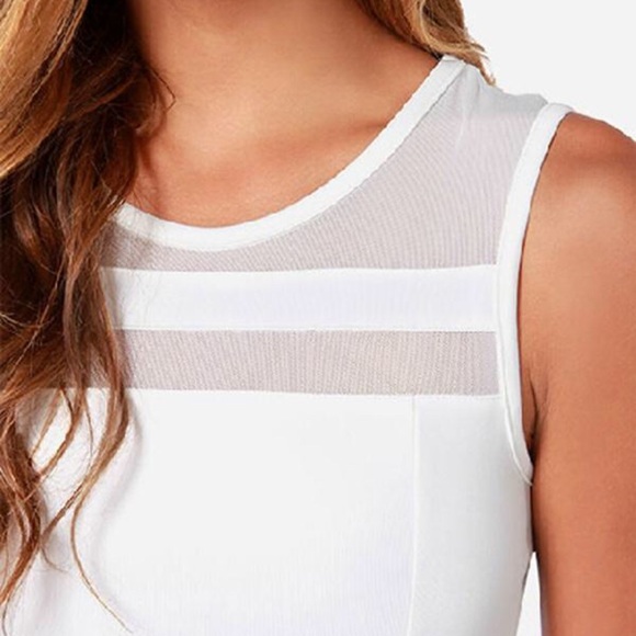 Sheer Mesh Stripes Fit and Flare Skater Dress White - Picture 9 of 11